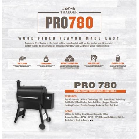 Pro d2 controller, wifire technology, pro d2 direct drive, turbo temp and much more. Traeger PRO D2 780 Pellet BBQ