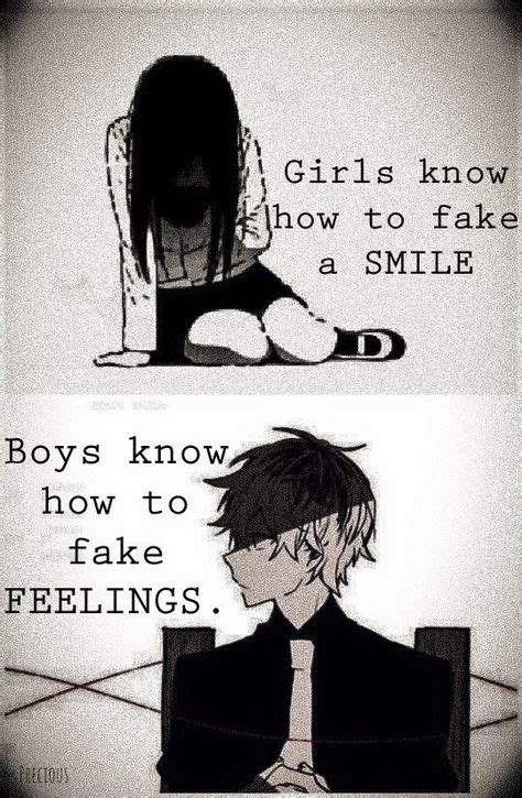Sad Anime Boy Fake Smile