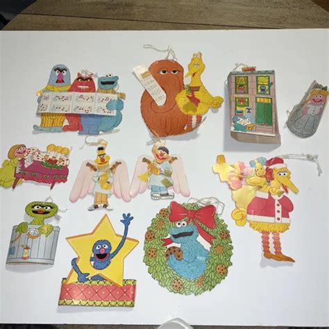 Lot Of Vintage Sesame Street Christmas Ornaments Die Cut Paper