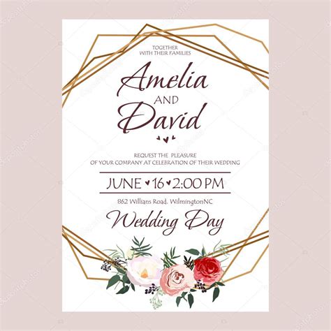Succulent Wedding Invitation Printable Wedding Invitation Floral Invite Card Design Peach