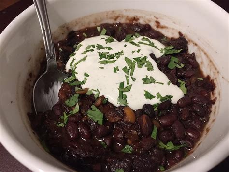 Se Black Bean And Sausage Soup With Cumin And Lime Sour Cream In The