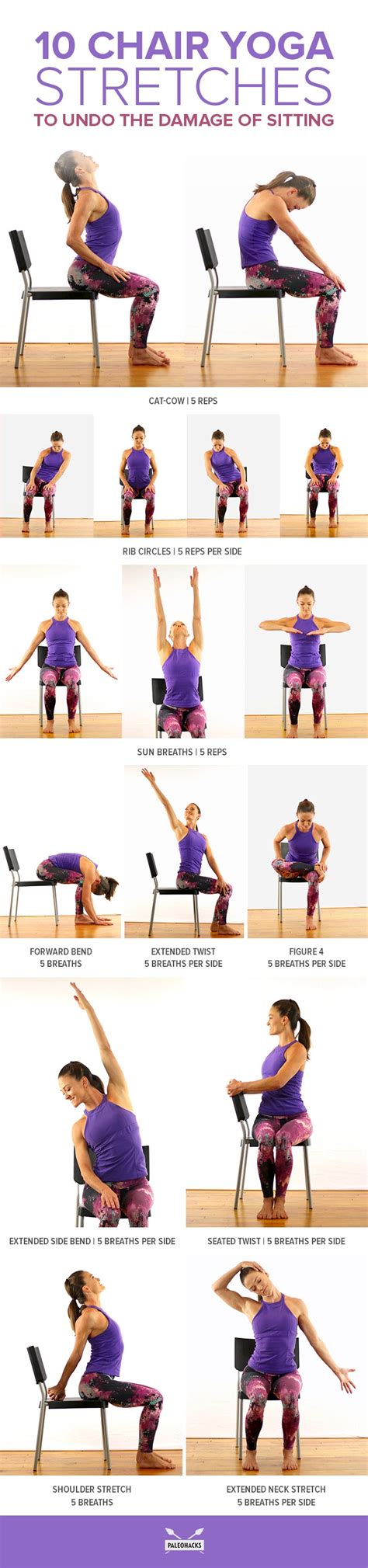 Yoga for sciatica pain and discomfort. 10 Chair Yoga Stretches To Undo The Damage of Sitting ...