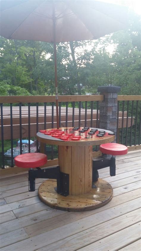 Diy Outdoor Checker Table From Electric Spool Wooden Spool Tables