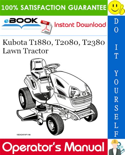 Kubota T1880 T2080 T2380 Lawn Tractor Operators Manual Lawn