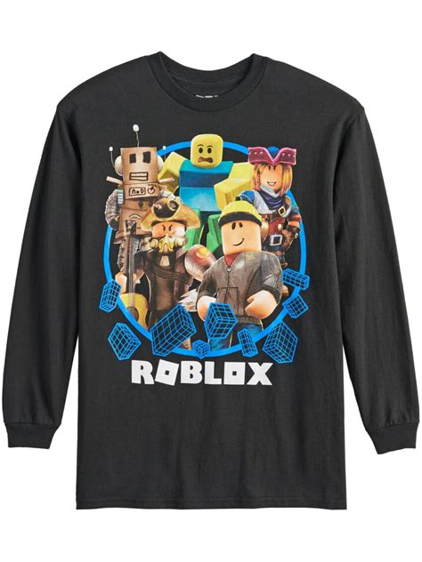 Roblox Boys Black Roblox Geometric Character Long Sleeve T Shirt Tee