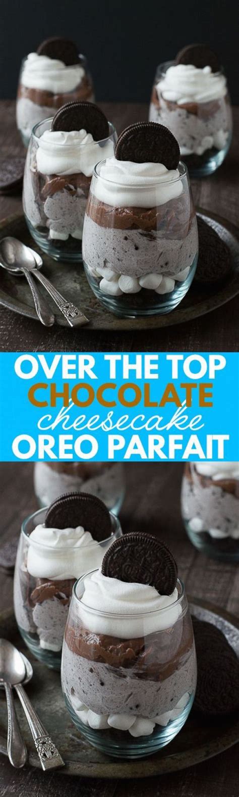 The classic cheesecake batter is combined with crushed oreos to cover the crunchy crust, having everything topped with more oreo cookie crumbs that work for a the author calls these oreo cheesecake bars the easiest, foolproof ones that are also exceptionally great in terms of the flavour. Over the Top Chocolate Cheesecake Oreo Parfaits - this is ...