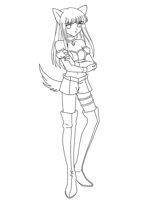Cute Anime Cat Girl Anime Kawaii Girl Coloring Pages