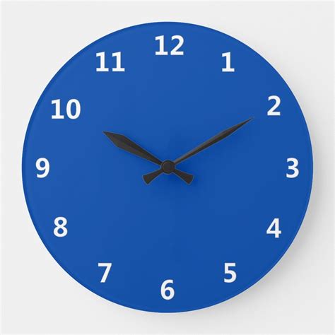 Solid Cobalt Blue With White Numbers Wall Clock Wall