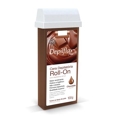 Cera Depiladora Roll On Depilflax Chocolate 100g Depilflax Cera Quente E Produtos Para Depilação