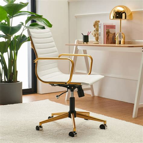 White And Gold Office Chair Drake Modern White Gold High Back Office