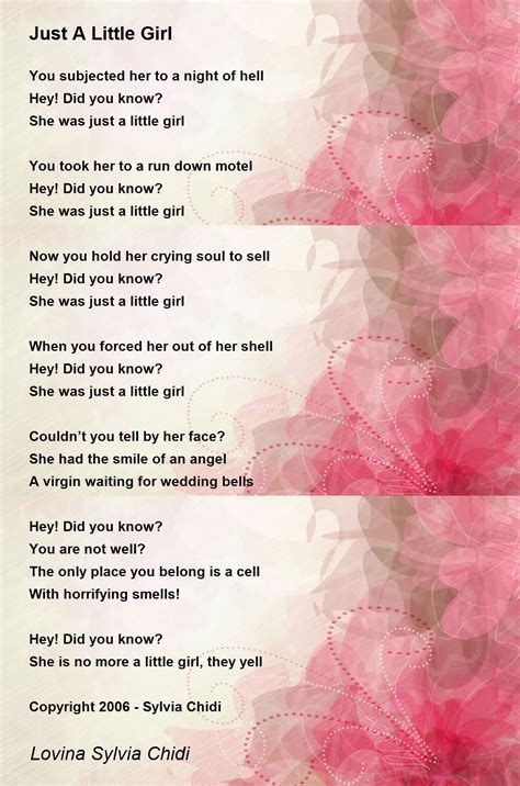Just A Little Girl Just A Little Girl Poem By Sylvia Chidi