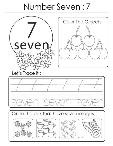 Trace The Number “7” Worksheet For Preschoolers Worksheets Library