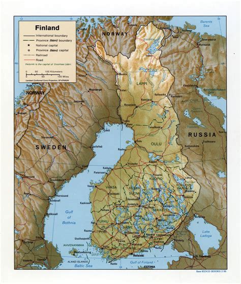 Large Detailed Political And Administrative Map Of Finland With Relief