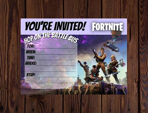 To celebrate the first birthday of fortnite, developer epic games has introduced a special set of celebratory challenges to the game as part of the 5.10 update. Fortnite Printable 5x7 Invite. Fortnite invitations. Blank ...