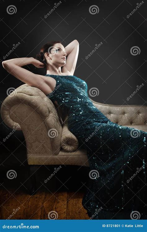 Glamorous Woman On Chaise Lounge Stock Image Image Of Actress Stage 8721801