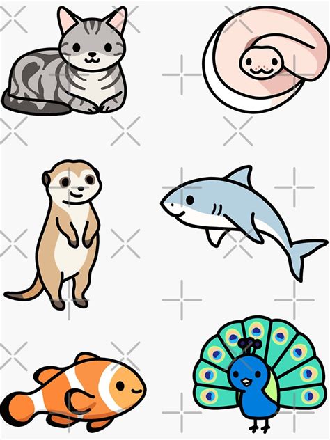 Cute Animal Sticker Pack 11 Sticker For Sale By Littlemandyart