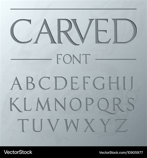 Carved Font Engraved On The Wall Modern Realistic Vector Image