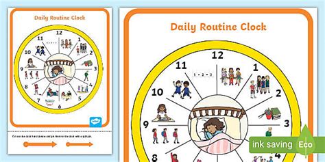 Daily Routine Clock A4 Display Poster Time Primary