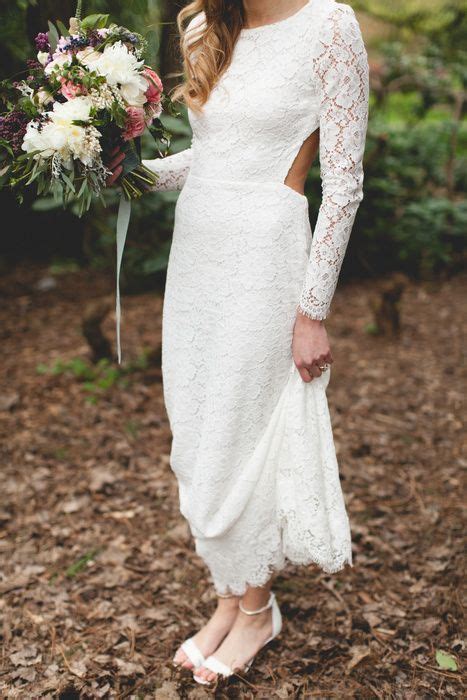 Bridal Lace Details Florals Full Length Long Sleeve Wedding Dress