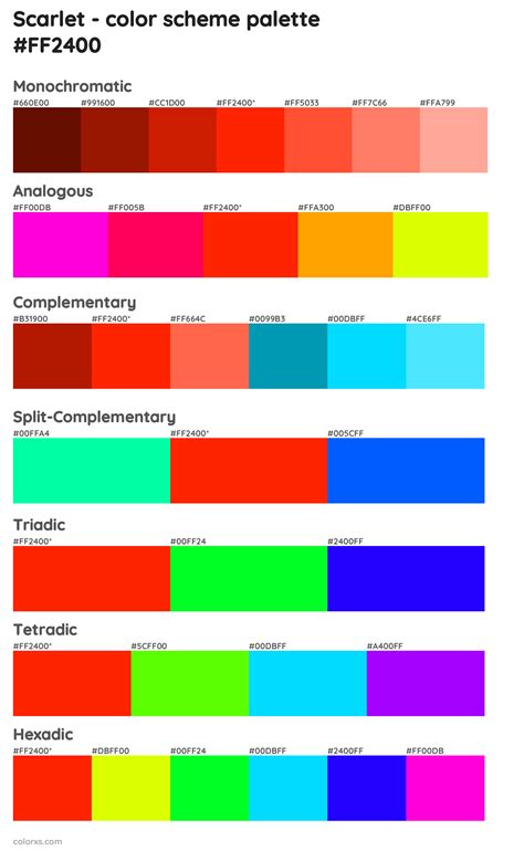 Scarlet Color Palettes And Color Scheme Combinations