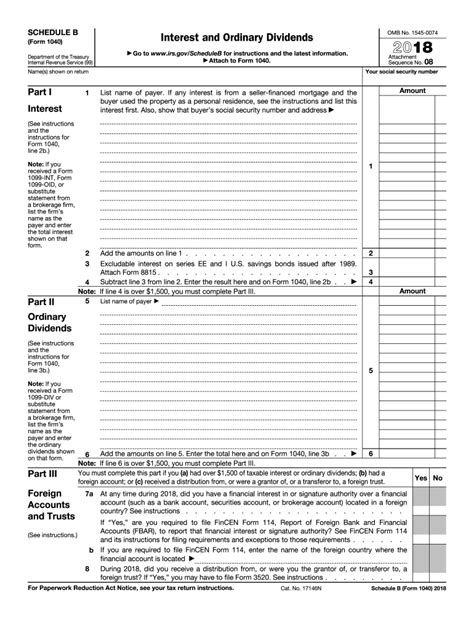 2018 Form Irs 1040 Schedule B Fill Online Printable 2021 Tax Forms