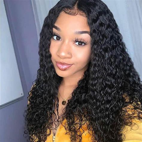 180 Water Wave Human Hair Pre Plucked Lace Front Wig
