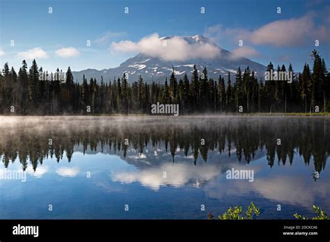Wa18384 00washington Mount Adams Reflecting In Horseshoe Lake In