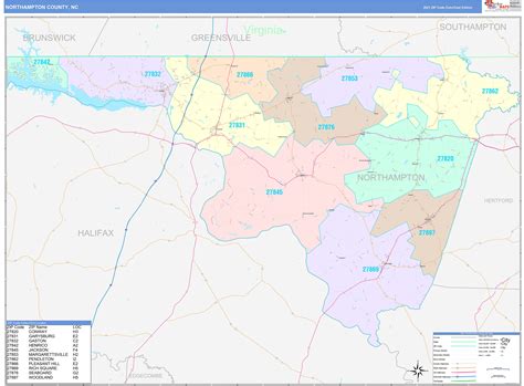 Northampton County Nc Wall Map Color Cast Style By Marketmaps