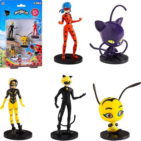 miraculous ladybug pencil toppers 5pk zoe vesperia pollen character favors figure set pmi