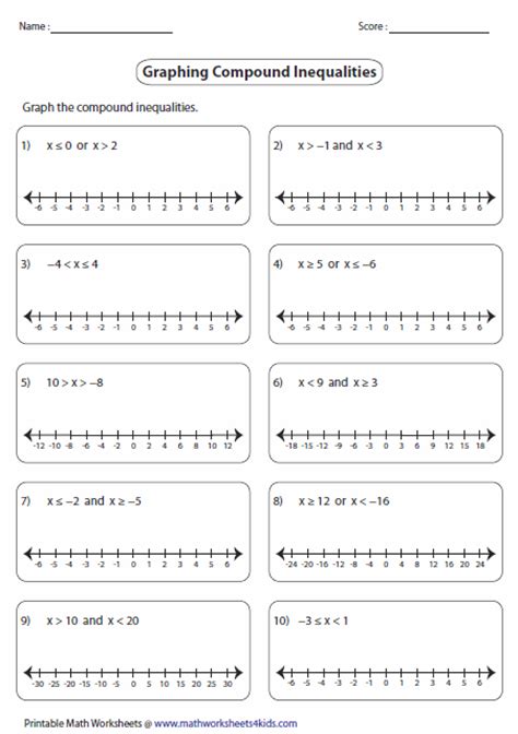 Use browser document reader options to download and/or print. Compound Inequalities worksheets