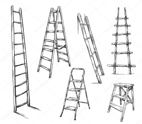 Ladders Drawing Vector Illustration — Stock Vector © Kamenuka 55126323