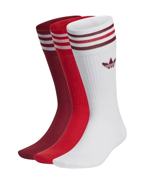 Adidas Originals Solid 3 Pack Crew Socks White Life Style Sports Ie
