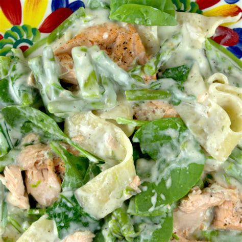 Cover and turn off the heat. Salmon Asparagus and Spinach Pappardelle - A Gourmet Food Blog