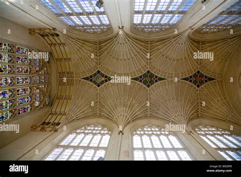Bath Abbey Interior Ceiling Bath England Stock Photo Alamy