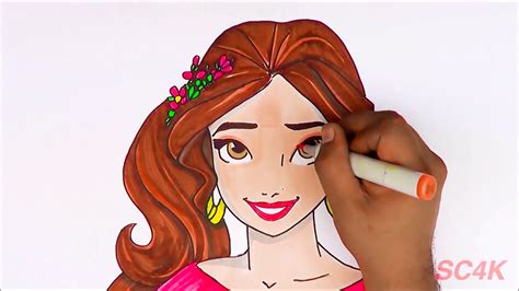 How To Draw And Color Elena Of Avalor Drawing Disney Princess Makeup