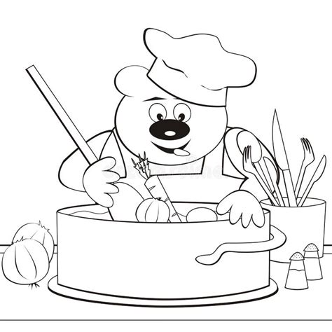 Bear Cook Coloring Book Stock Vector Illustration Of Children