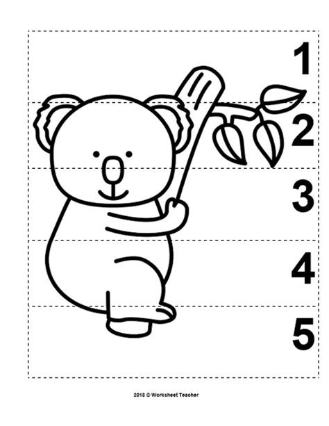 10 Zoo Animals Number Sequence 1 5 Preschool Math Bandw