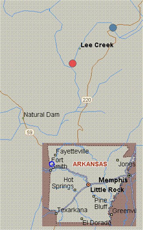 Map For Lee Creek Arkansas White Water Highway 220 To