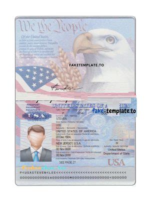 Usa Passport Psd Template Multi Version V V Fake Template To