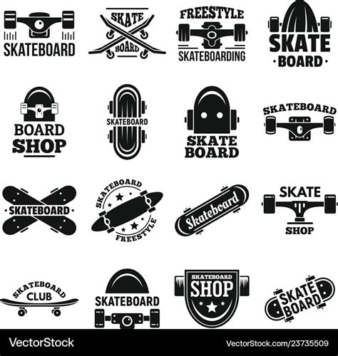 Skateboard Logo Set Simple Style Royalty Free Vector Image