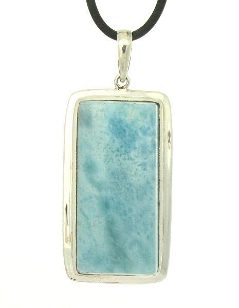 Rectangular Larimar Pendant Jewelry Light Blue Gemstone Artistic