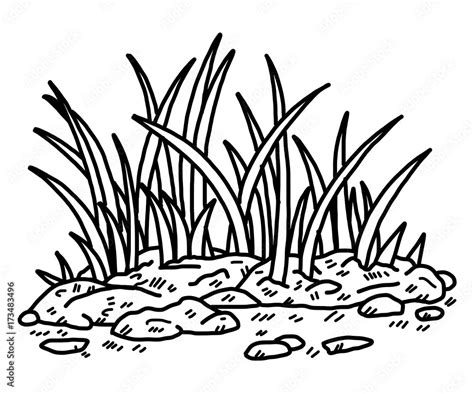 Grass Cartoon Vector And Illustration Black And White Hand Drawn Sketch Style Isolated On