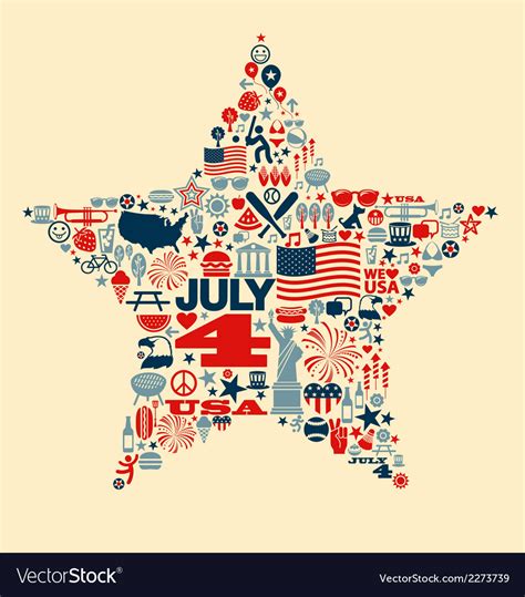 4th Of July Icons Symbols Collage T Shirt Design Vector Image