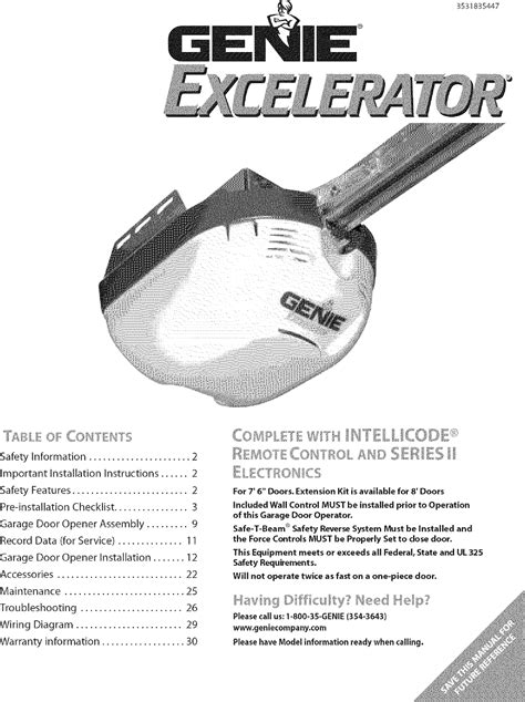 Genie Excelerator User Manual Garage Door Opener Manuals And Guides
