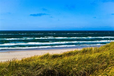 Kostenlose Foto Strand Meer Küste Gras Sand Ozean Horizont