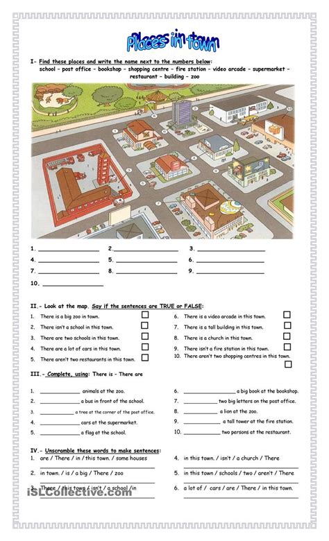 Places In Town Places In Town Worksheets Teaching English English