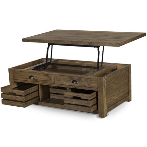 Magnussen Stratton Rustic Lift Top Storage Coffee Table With Casters