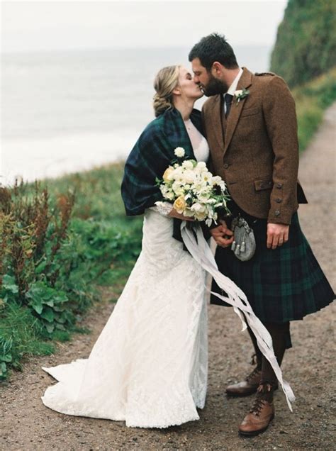 Scottish Bride And Groom Scottish Wedding Dresses Kilt Wedding Tartan