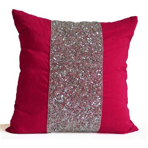 Pink Decorative Pillow Cushion Cover Hot Pink Pillow Silver Pink Sequin