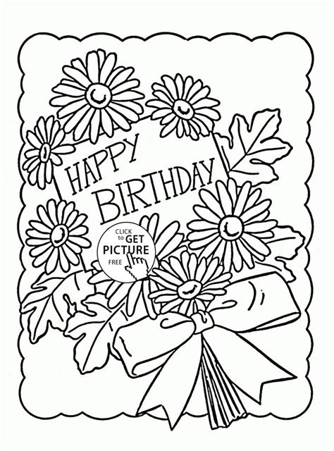 Cute Birthday Card coloring page for kids, holiday coloring pages printables free - Wu… | Happy